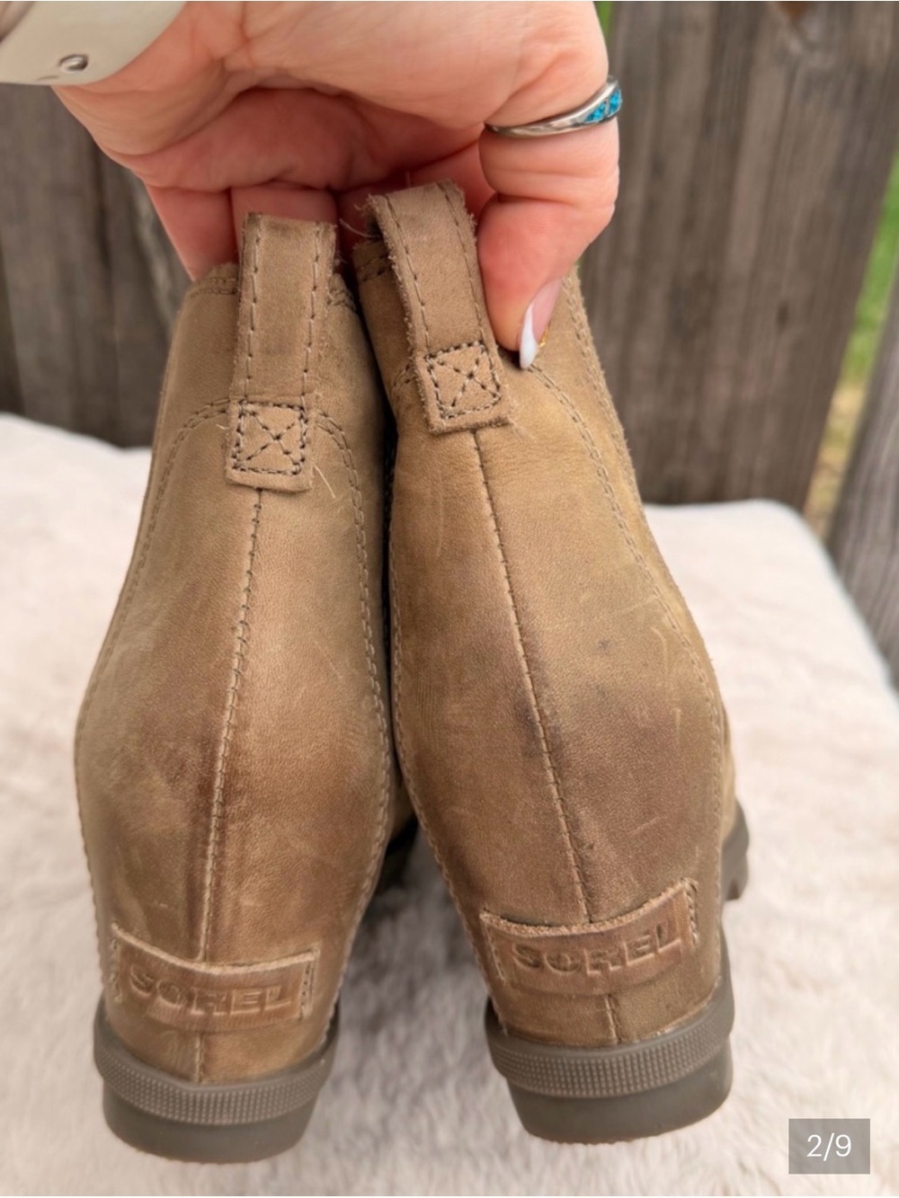 Sorel Joan Of Arctic Wedge Chelsea Boots Tan Size 8.5 - Picture 2 of 9